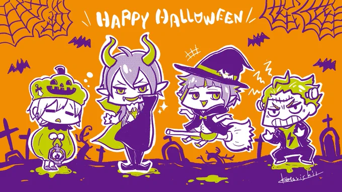⚠️捏造衣装・設定あり&amp;再掲

ハッピーハロウィーン!

#ツイステハロウィーン
#おえかき小鳥女子 