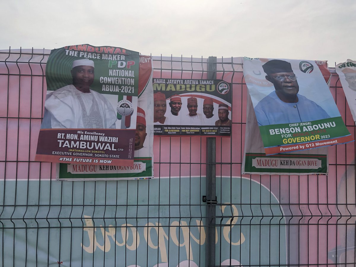 ose_anenih's tweet photo. Kwankwaso won the #posterwars at the just concluded #PDPNationalConvention. His face and his red-capped people were EVERYWHERE. Atiku came a close second. 

The energy &amp; optimism from all the state delegations were infectious. PDP is ready. I hope Nigerians are. https://t.co/kvosjxJONx