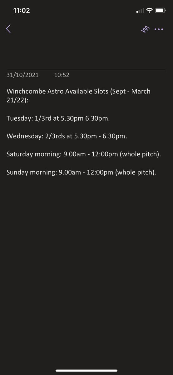 dougiewaller's tweet photo. If any teams are looking for 3G pitch availability over the winter please see these slots, which have recently become available: Winchcombe 3G @JonPalmerSport @CheltYFL @CheltFootball ⚽️⚽️⚽️ https://t.co/wgO0B00pFU
