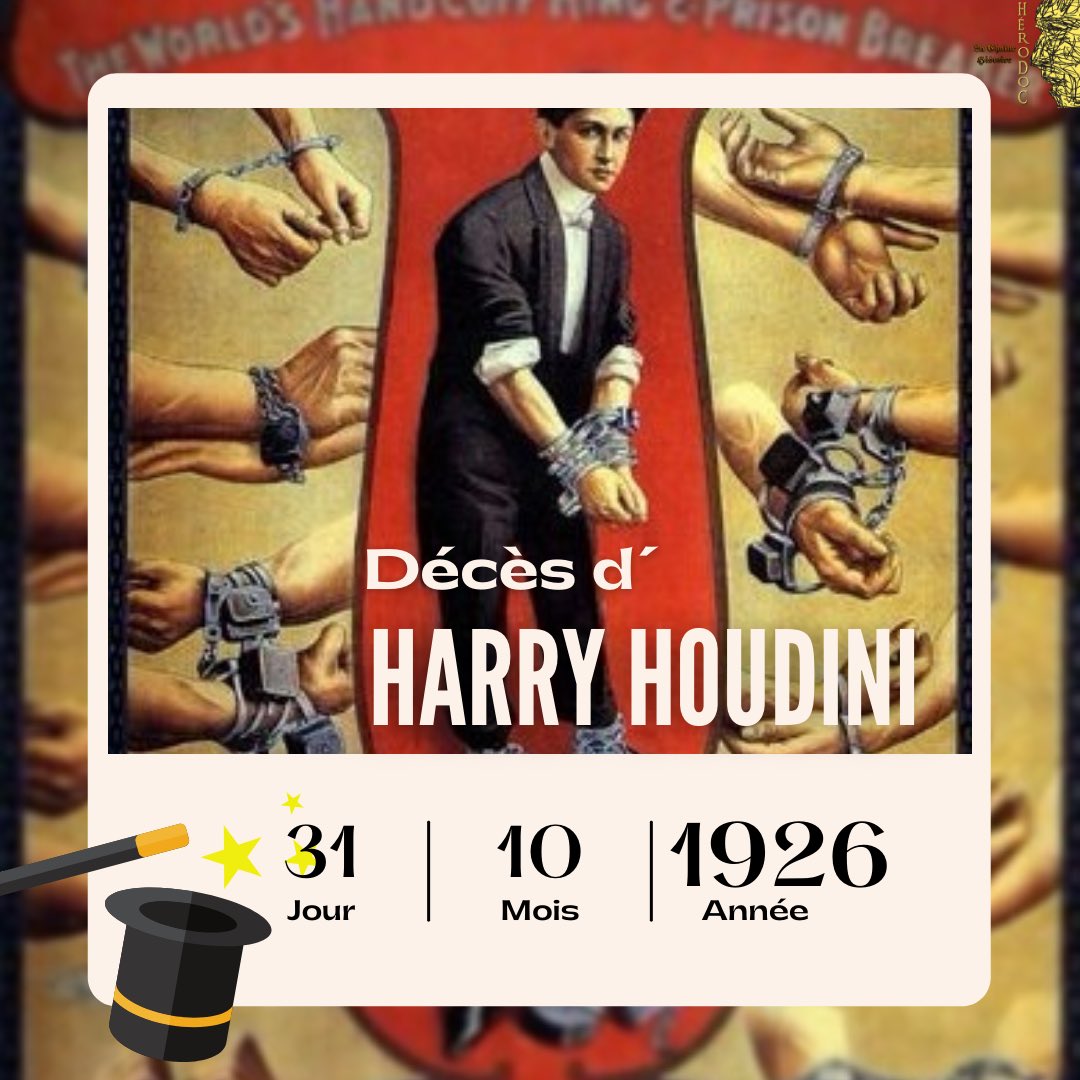 HerodocHistoire's tweet photo. Lien chaîne YouTube :
https://t.co/UzRl5YQbF1 #houdini #magie #magicien #CeJourLà #OTD #herodoc https://t.co/IBB1mHRtMa