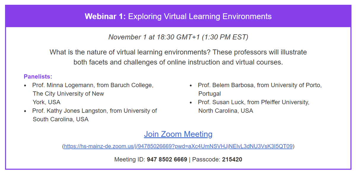 izzycrawford's tweet photo. Exploring virtual learning environments - Please join us on November 1st. #virtuallearning #webinar https://t.co/tcBSAj1VDz