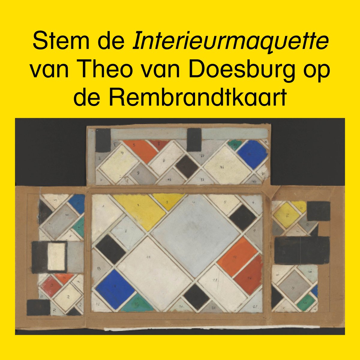 NieuweInstituut's tweet photo. Stem de enige bewaarde interieurmaquette van Theo van Doesburg op jouw #Rembrandtkaart @VRembrandt! Stemmen kan via https://t.co/hzDMlOPYFP t/m vrijdag 5 november. De collectie van Van Doesburg wordt gerestaureerd binnen het programma #ArchitectuurDichterbij. https://t.co/po99Ocns0k