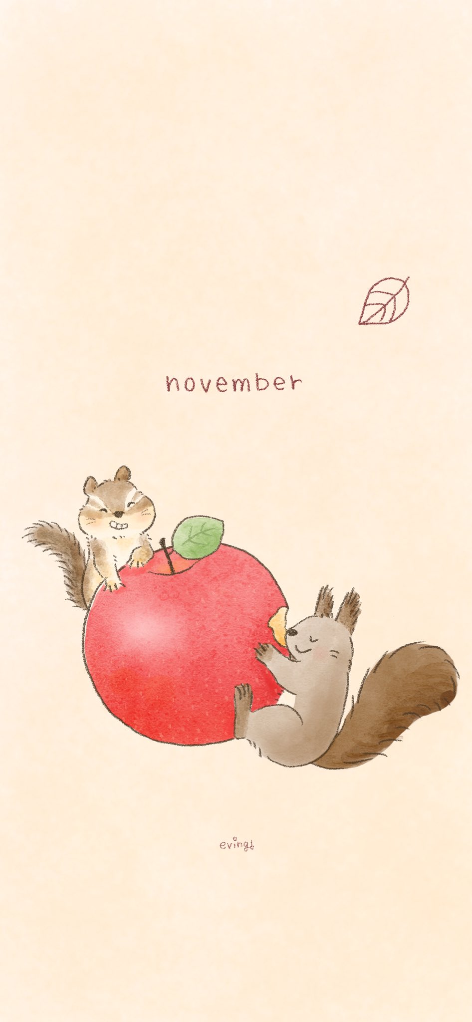 Twitter 上的 えびんぐ イラストレーター 11月スマホ壁紙配布 11月はりんごとリスのイラストです ホームページでは昨年の11月壁紙も無料ダウンロードできますのでぜひチェックしてみてください T Co Cncrjhnmqi 11月 11月壁紙 November