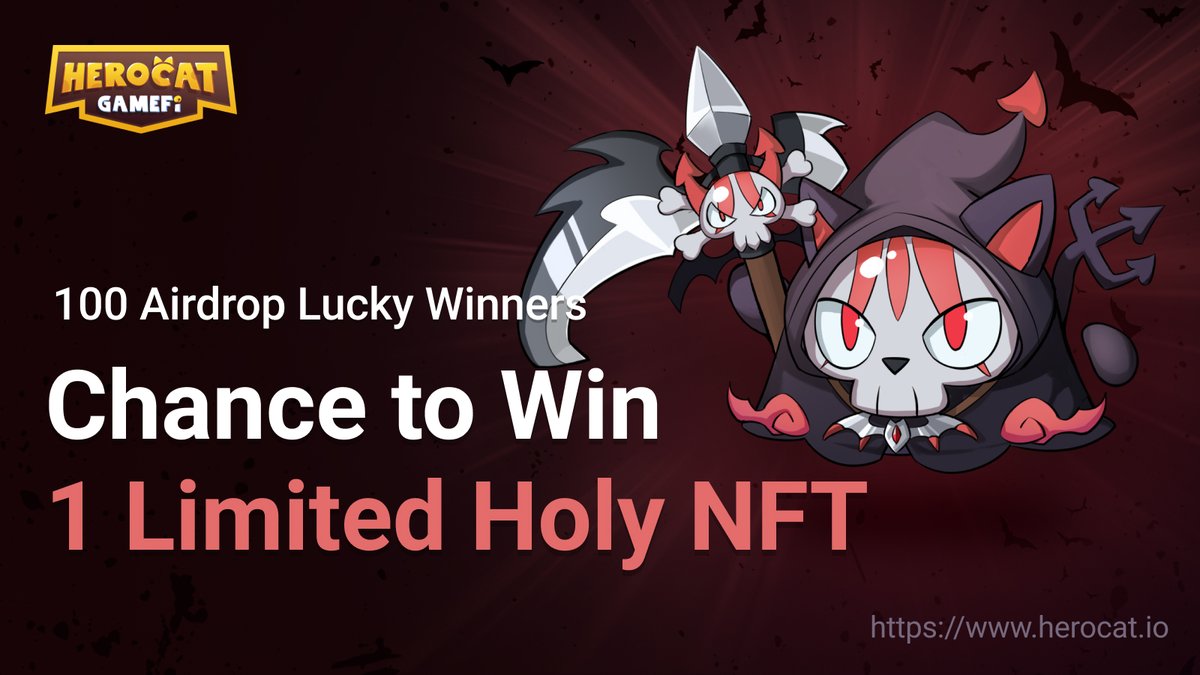 Hero Cat closed beta game is on fire,join us to get keys

#Airdrop Giveaway❗️

🎉 #100 Lucky Winners
🎁 Chance to win Limited Holy #NFT

✅RT, Follow, Tag 2 frds
✅Register @ herocat.io
✅Comment with your #BinanceSmartChain Address + #Herocat UID

⏰ Ends 5th Nov.