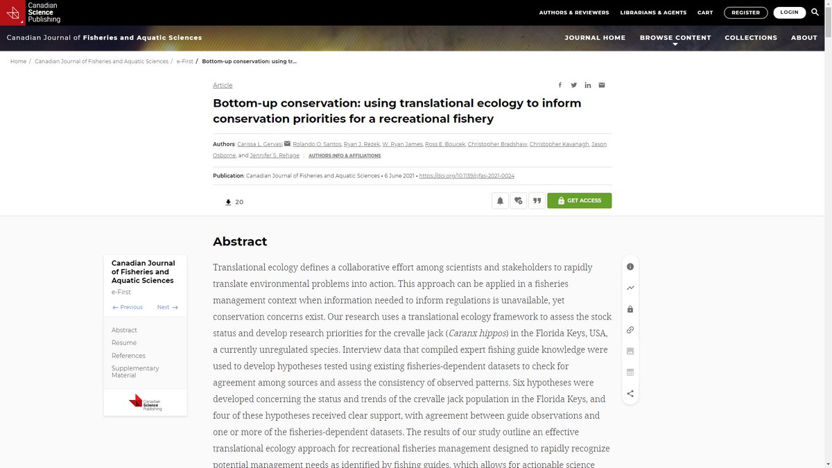 JupiterFulgor's tweet photo. #NiceCitations Angeoletto F et al. Ecologia Translacional. Terra Plural, 13(3): 461–469
IN
Carissa Gervasi et al. Bottom-up conservation: using translational ecology to inform conservation priorities for a recreational fishery. Canadian Journal of Fisheries and Aquatic Sciences
> https://t.co/BG07xk1i3s