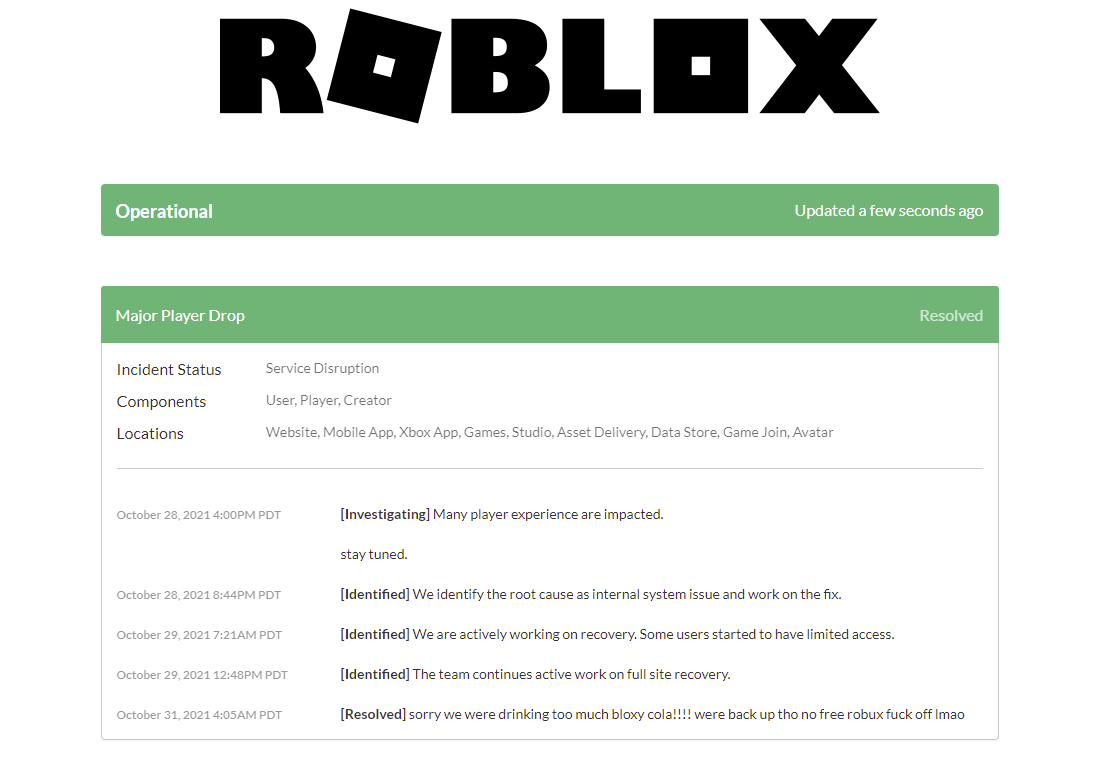 09er8's tweet photo. #Roblox #RobloxDown #inspectelement ITS BACK https://t.co/5TVOVW7MgO