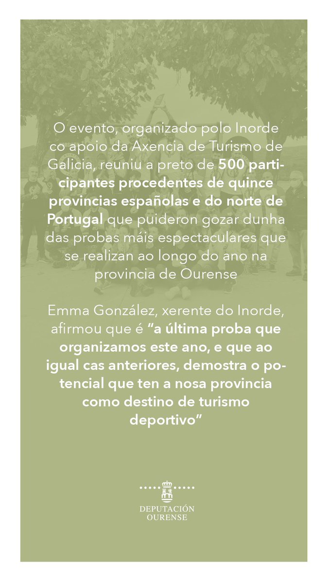 DeputacionOU's tweet photo. 📢O complexo turístico do Corgo acolleu hoxe a única carreira de obstáculos desta modalidade deportiva que se celebra este ano en España, a “Gladiator Race”, organizada polo #Inorde co apoio da Axencia de @Turgalicia.
🔗https://t.co/Lqr1ezSiXH https://t.co/gH4tidnDET