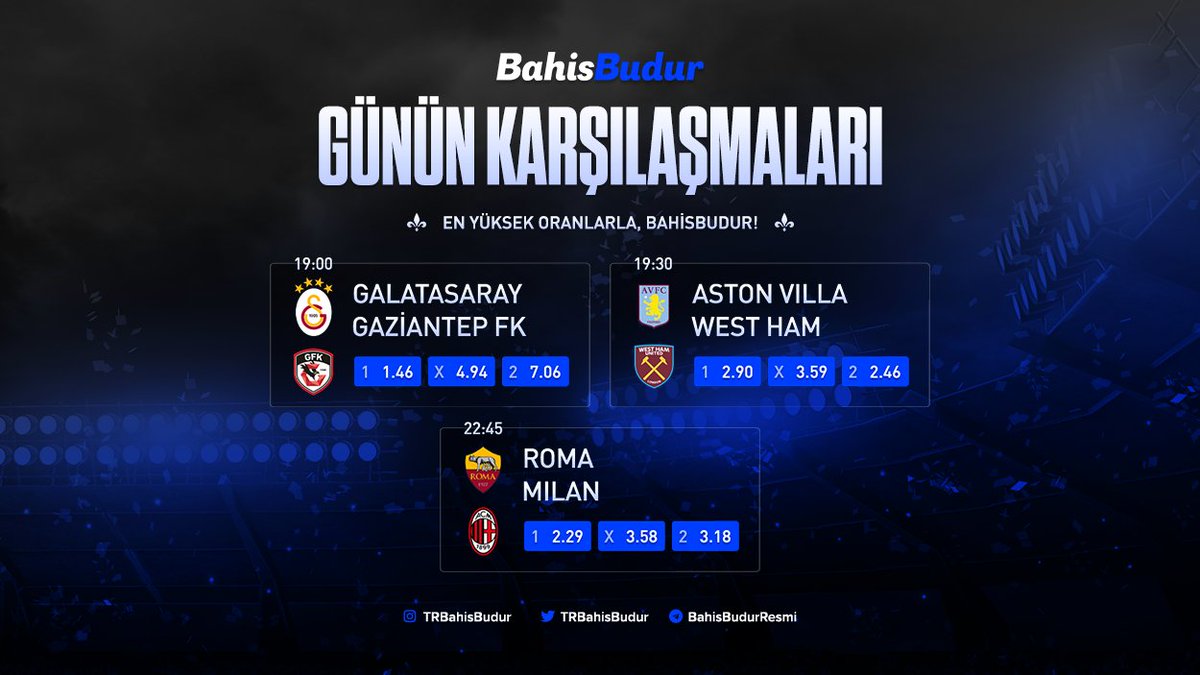 Günün en özel maçları, en özel oranlarla BahisBudur'da! ⚽️ 🚀 En iyi Oranlar, Güvenilir Bahis 🚀 💰Yatırımını yap, keyifle kazancını katla! Bahis BUDUR 🔵 🔹Bahisbudur117.com🔹