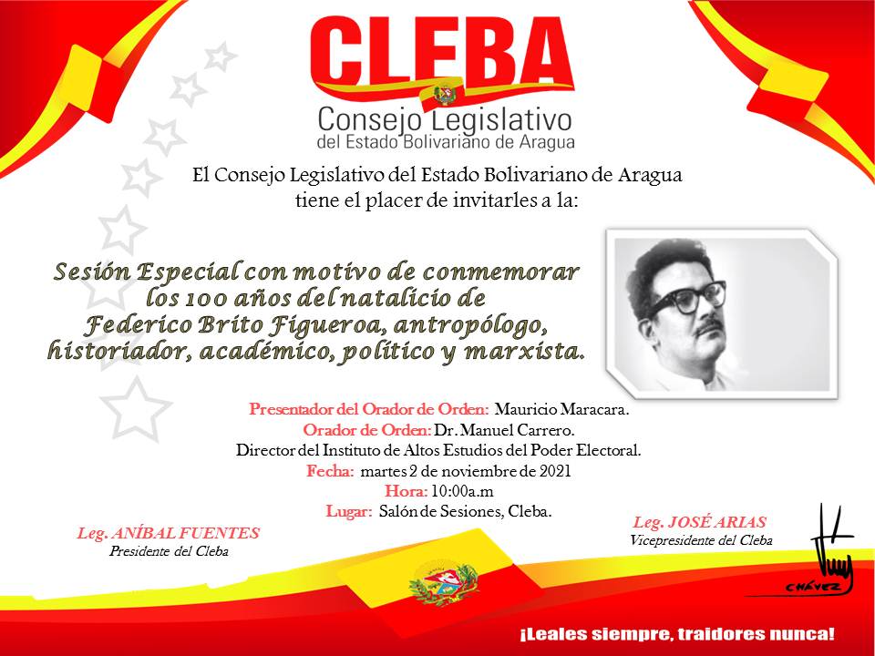 Maestro Historiador comprometido con las luchas de emancipación #FedericoBritoFigueroa Centenario de su nacimiento @CNH_Ven <a href="/VillegasPoljak/">Ernesto Villegas Poljak</a> <a href="/luchaalmada/">Alfred Nazareth</a> <a href="/AraguaCleba/">CLEBA ARAGUA</a> <a href="/AGN_ve/">AGN Venezuela</a>  <a href="/torresiriartea/">Alexander Torres Iriarte</a> @rodulfoPSUV <a href="/BettysMunoz/">Politóloga.ULA</a>