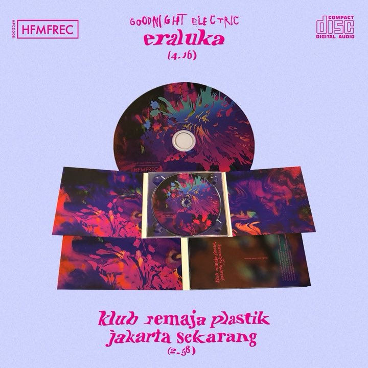 goodnightelctrc's tweet photo. Aloha-aloha para penggemar rilisan fisik!
Compat disc pro maxi-singles Eraluka sudah bisa didapatkan di https://t.co/k2XMbFv7XE seharga IDR 60k dalam kemasan digipak.

Track list:
1.Eraluka
2.Klub Remaja Plastik Jakarta Sekarang

HFMF records 2021

#goodnightelectric
#eraluka https://t.co/mdW2yL8BKE