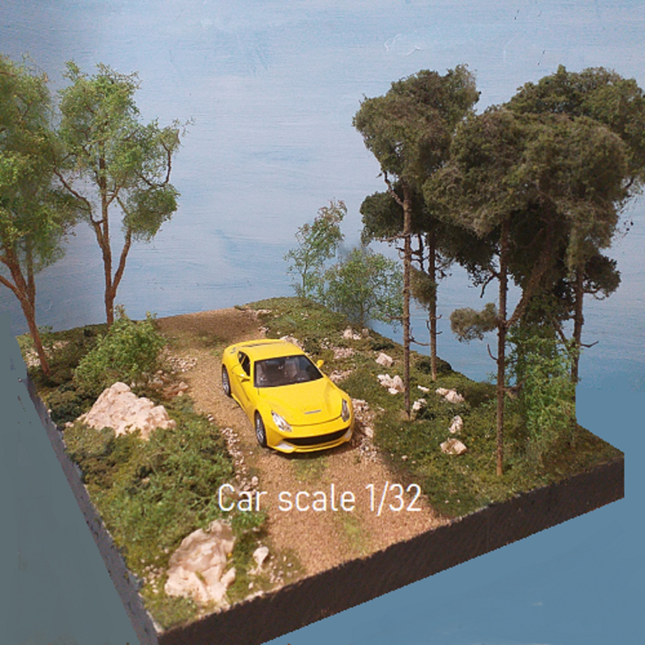 Diorama Forest, lake, waterfall, scale 1:32 to 1:160