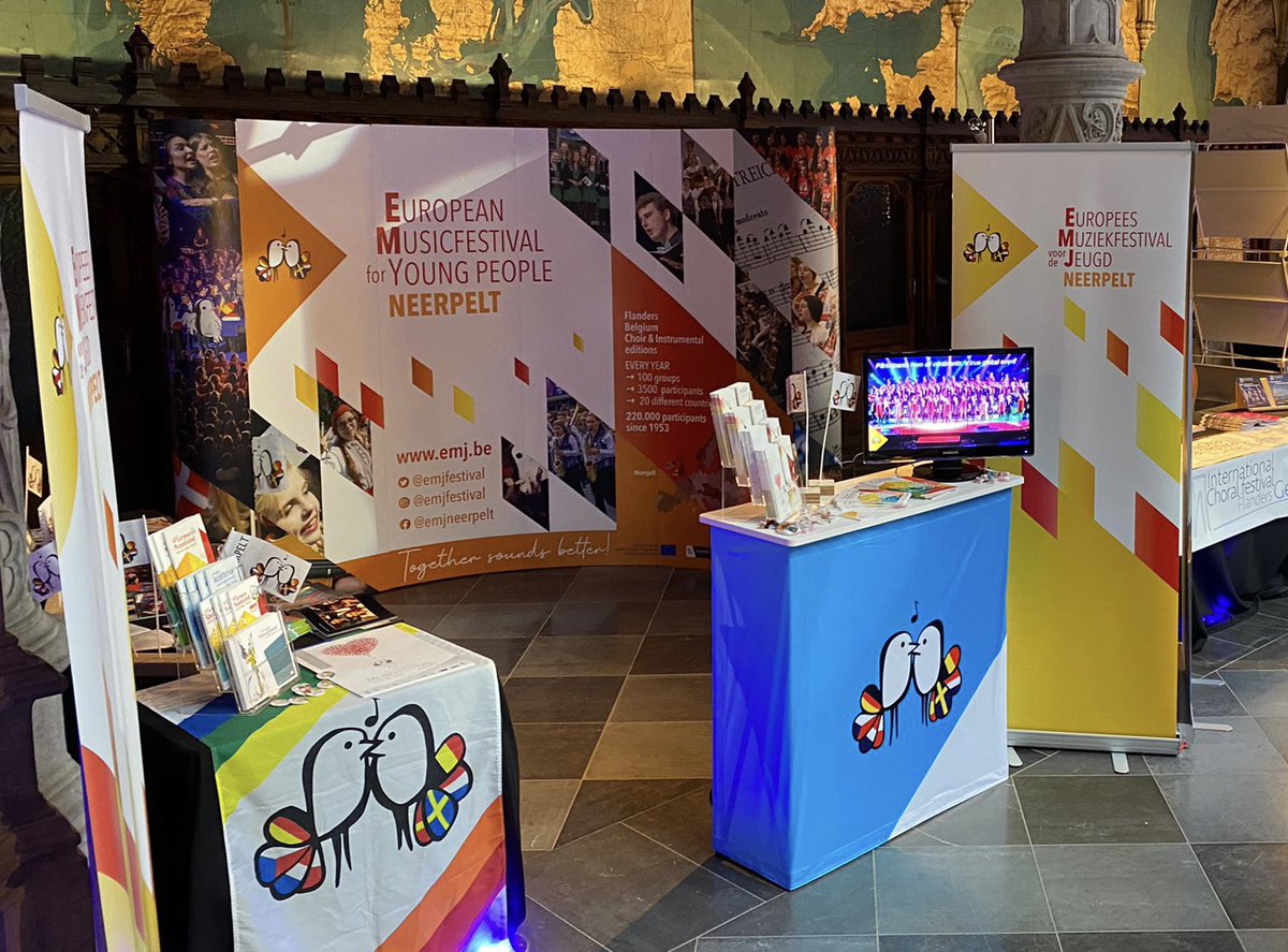emjfestival's tweet photo. This weekend you can find us at the #WorldChoirGames #WCG21 in Antwerp. Would you like to have more information about #emjfestival? Come and visit us at the Handelsbeurs 🎶 https://t.co/l8kKeqh6Hx