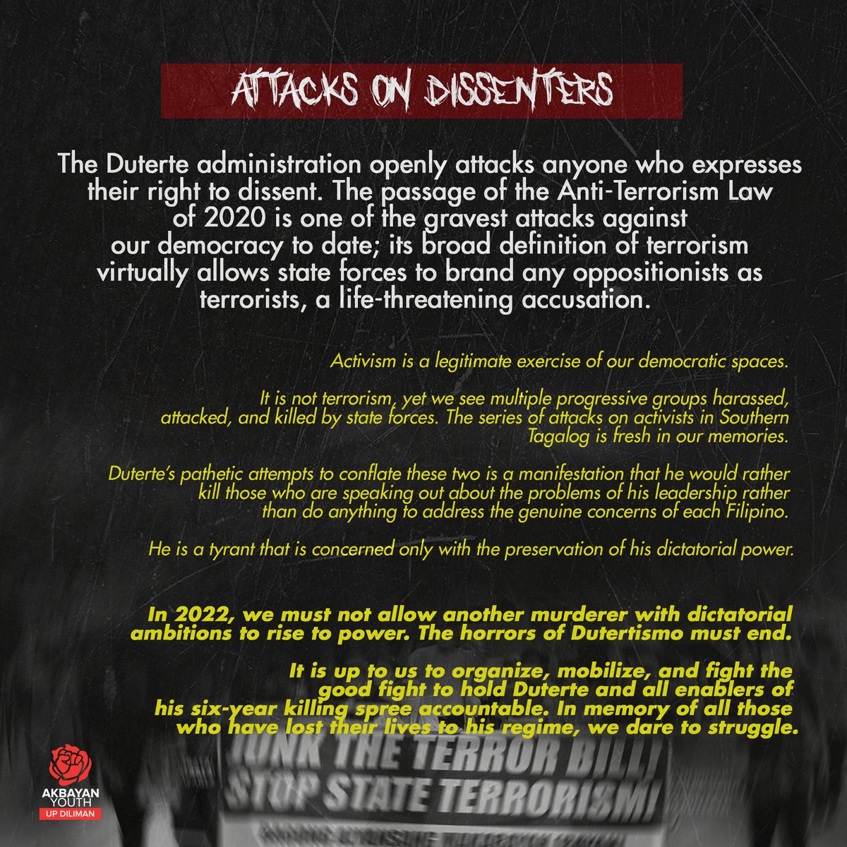 AY_UPD's tweet photo. - The Anti-Poor War On Drugs
- Attacks On Journalists
- Police Brutality
- Attacks On Dissenters https://t.co/LIGSmf30NX