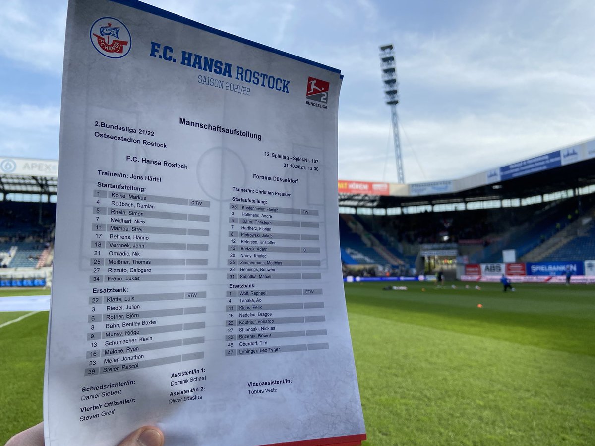 1️⃣1️⃣ So gehen die Teams in die Partie! ☝🏻 #hansa #2liga #FCHF95