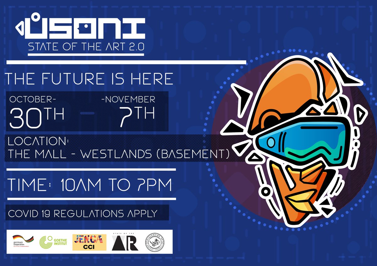 BlackRhinoVR's tweet photo. The Future is Here! #SOTA2.0 USONI is officially open for the next 8 days at the Mall, Westlands (Bassment), Nairobi.
Come and experience a new form of artistic expression through Virtual & Augmented Reality.
#art #VR #AR https://t.co/Qawd12oGvI