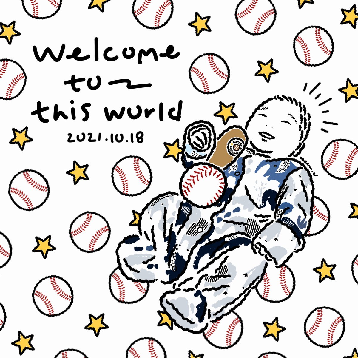 友人への出産祝いに描いたイラスト。
野球大好きボーイになりそうな予感がするビッグベイビー👶🏻⚾️♡改めておめでとう♡
#イラスト好きな人と繋がりたい #絵描きさんと繋がりたい #イラスト #秋の創作クラスタフォロー祭り 