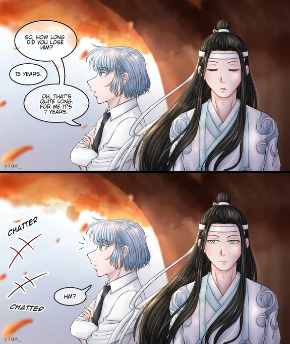 If #khunbam ❄️🌰 and #wangxian 💙🐰❤️ meet
.
A crossover between my two main OTPs. 
.
And it's kind of a birthday fancomic for Wei Wuxian hehe 