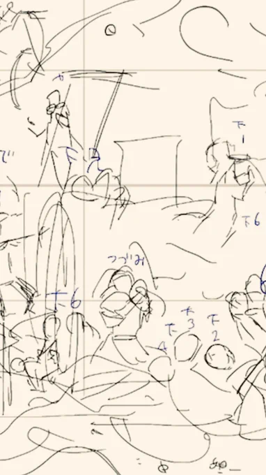@amigoponco_wani 外伝の鬼達も大好きなので張り切りました!他にも入れたい鬼は居たのですが進捗スピード的にやむを得ず諦めた者も居ます🤦
響凱さんも大好きなんです…下書きまでは居たんです…ただ清書の段階で構図を変えたらいつの間にか居なくなっていたので多分自分の御屋敷に帰って執筆中かと😭(つづみの部分) 