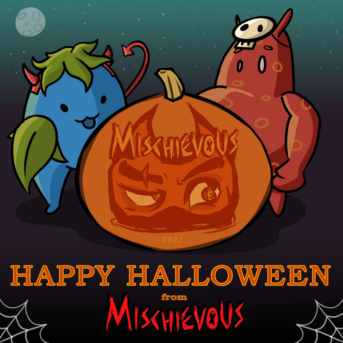 PlayMischievous's tweet photo. Happy Halloween from everyone at Mischievous Games! Stay spooky on a day of mischief 😈🎃
#halloween2021 #mischievousgames https://t.co/shylFfvUNG