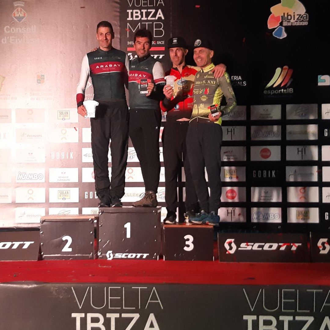 IBalearsArabay's tweet photo. Intenso fin de semana para la sección BTT en #Ibiza y #Calador. Miquel Mas, Joan Barceló, Miquel Àngel Ramírez y Toni Lliteras #VueltaIbizaScott21 con un merecido podio en la etapa de ayer. Tomeu Verger ha terminado primero de la general en la II #Ferrobikers on the run https://t.co/Ox98wLsPa0