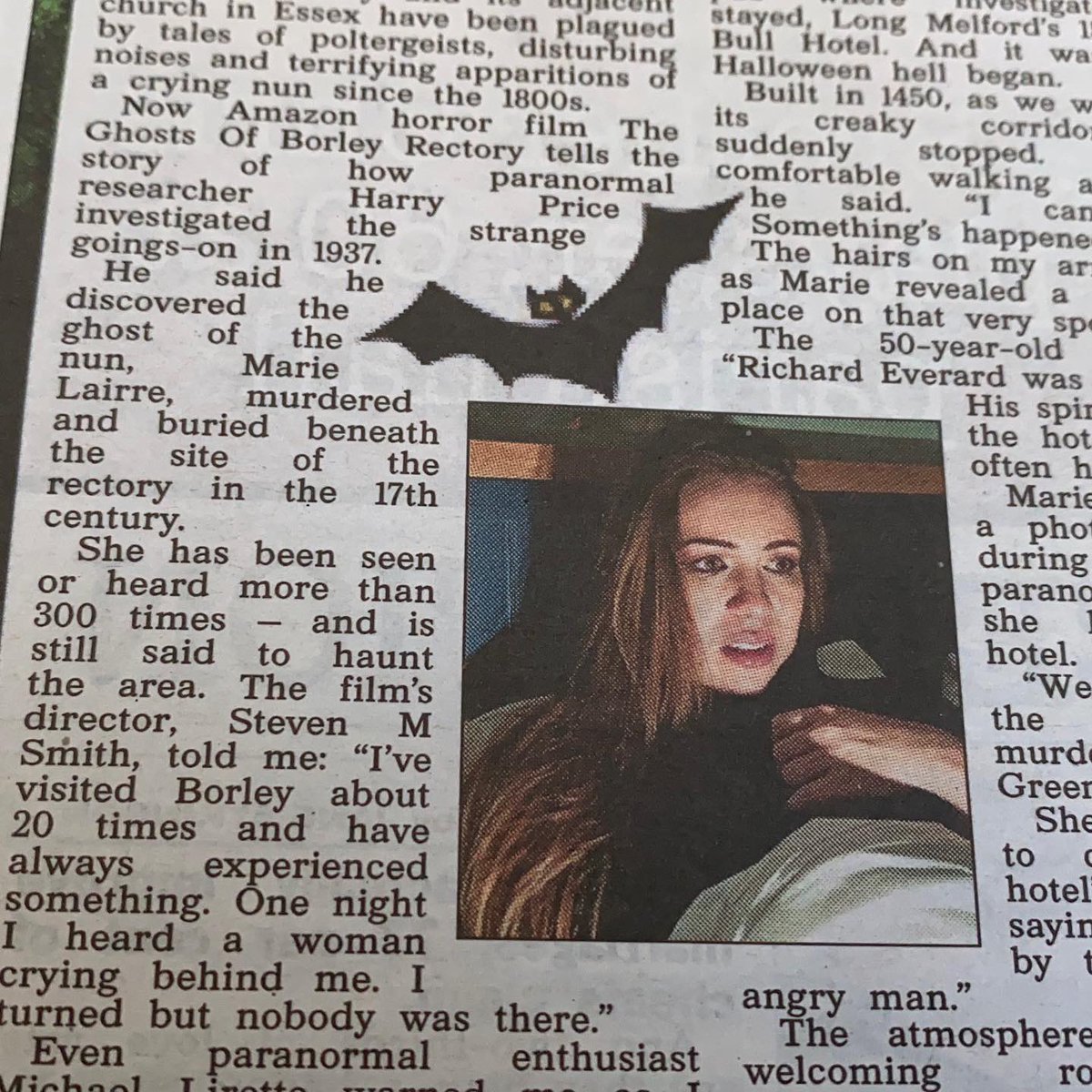 louisawarren's tweet photo. Huge congratulations to the cast and crew of THE GHOSTS OF BORLEY RECTORY for being featured in the Halloween edition of THE SUN ON SUNDAY π»
Grab your copy now!
Director @stevenrmsmith
#GlobalWatchFilms
#CocoPictures
#GreenwayEntertainment
@champdogfilms https://t.co/pmNCB6ReaX