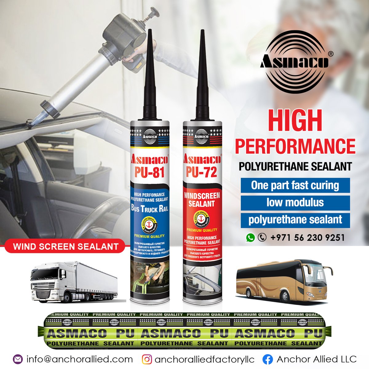 𝐏𝐫𝐞𝐦𝐢𝐮𝐦 𝐐𝐮𝐚𝐥𝐢𝐭𝐲 &amp; 𝐇𝐢𝐠𝐡-𝐏𝐞𝐫𝐟𝐨𝐫𝐦𝐚𝐧𝐜𝐞
#Polyurethane #Sealants. 
Our Products Meet the requirements of 𝗔𝗦𝗧𝗠 𝗖𝟵𝟮𝟬 &amp; 𝗜𝗦𝗢 𝟭𝟭𝟲𝟬𝟬 𝗖𝗹𝗮𝘀𝘀𝗶𝗳𝗶𝗰𝗮𝘁𝗶𝗼𝗻 𝗙𝟮𝟱𝗛𝗠.

Only Wholesale Deals. @ +971562309251