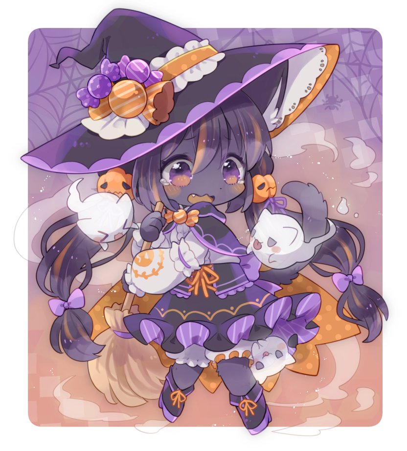 1girl ghost witch hat furry female animal ears hat furry  illustration images