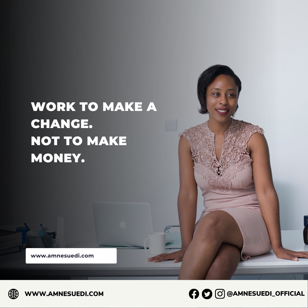 Work for a cause and not for appreciation or money. 
The only person you need to impress is yourself.
#amnesuedi #bossceo #femaleentrepreneur #femalebusiness #womanceo #womaninbusiness #businesslove #businessgram #businesstype #businesslove #womaninbusiness #womanboss #africa