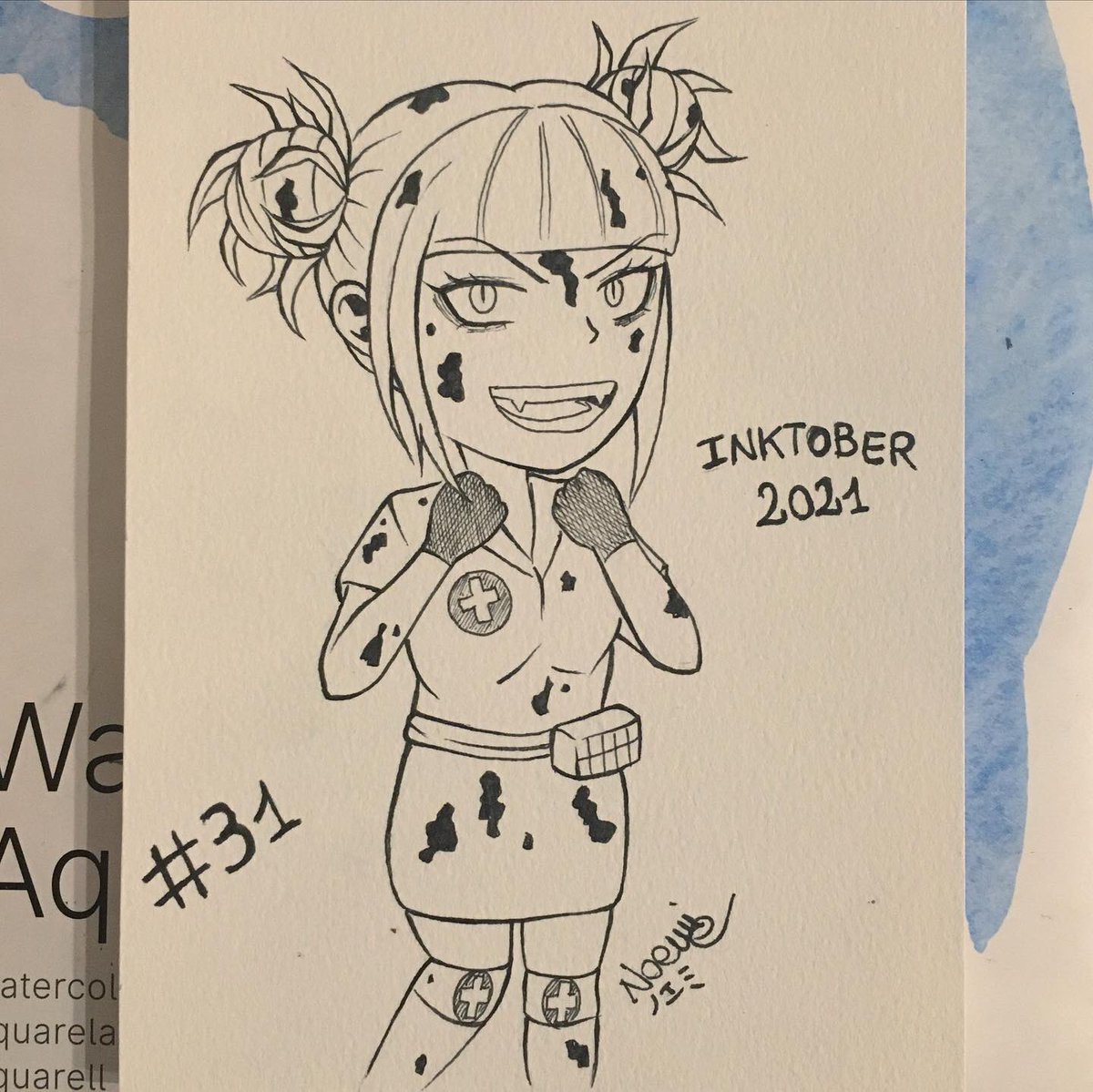 noemis_art's tweet photo. Happy halloween!! 
#inktober #inktober2021 #MyHeroAcademia #BokuNoHeroAcademia #ヒロアカ #HimikoToga #Halloween https://t.co/ZQhgMwUHyN