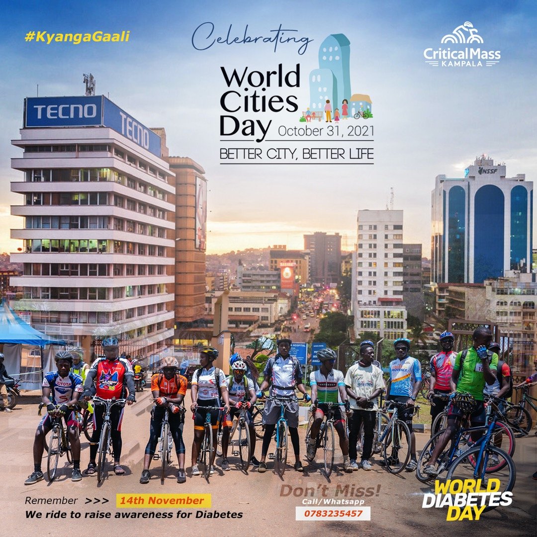 CriticalMassKla's tweet photo. #MoreCycling 4 greener #SustainableCities 
#ClimateAction4Cities 
#WorldCitiesDay 
#BikeTourism 
#UrbanOctober 
#ThisMachineFightsClimateChange 🚲 https://t.co/dOWnVvwrbX
