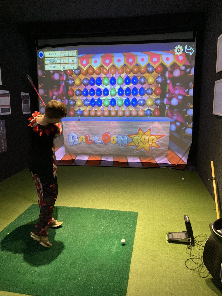 stephhallgolf's tweet photo. This years Halloween party was a little bit different ! Rain stopped play! So we powered up the studio and had a lovely morning ! @Rothgolfclub @Rothgolfclub https://t.co/SyqFENizwz