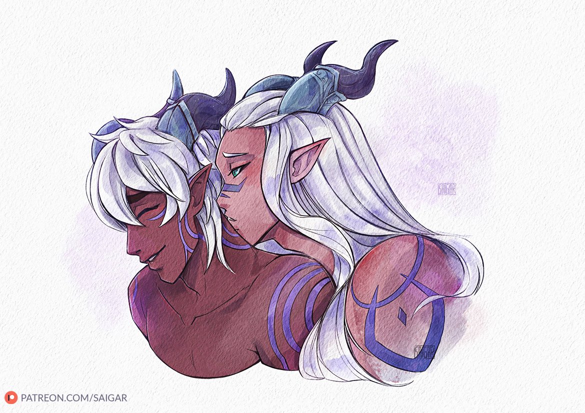 How about some Ruthari cuddles and neck kisses 👀

Redraw of the old sketch posted a while ago, this time in watercolor✨

#TDP #tdpart #thedragonprince <a href="/thedragonprince/">The Dragon Prince</a>