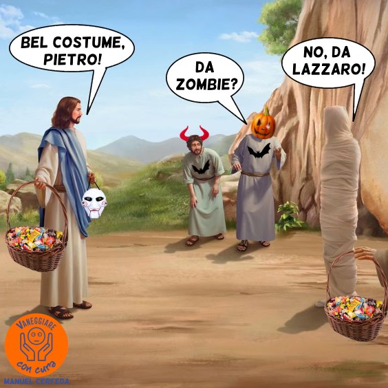 ManuelCerfeda's tweet photo. Quello con la testa nella zucca è Giuda #umorismo #satira #religione #parodia #gesù #comicità #commedia #ebook #kindlebooks #podcast #ateismo #chiesa #cecinestpas #blasfemia #dioscotto #bibbia #Halloween #Halloween2021 #halloweenparty #halloweenmakeup #halloweeniscoming https://t.co/4ch1qbOj6N