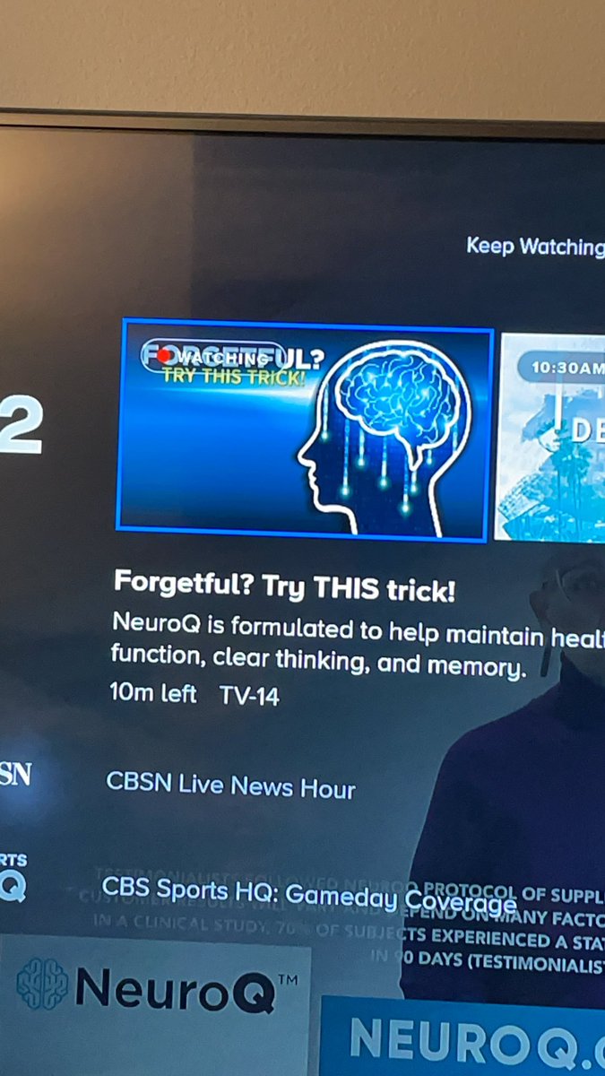 TheFaja83's tweet photo. @CBSSports is there a reason why the #ColtsTitans game isnโt on live TV? Even with @paramountplus? Iโm learning my cognitive score with #NeuroQ insteadโฆ https://t.co/W9yZHJaHe8