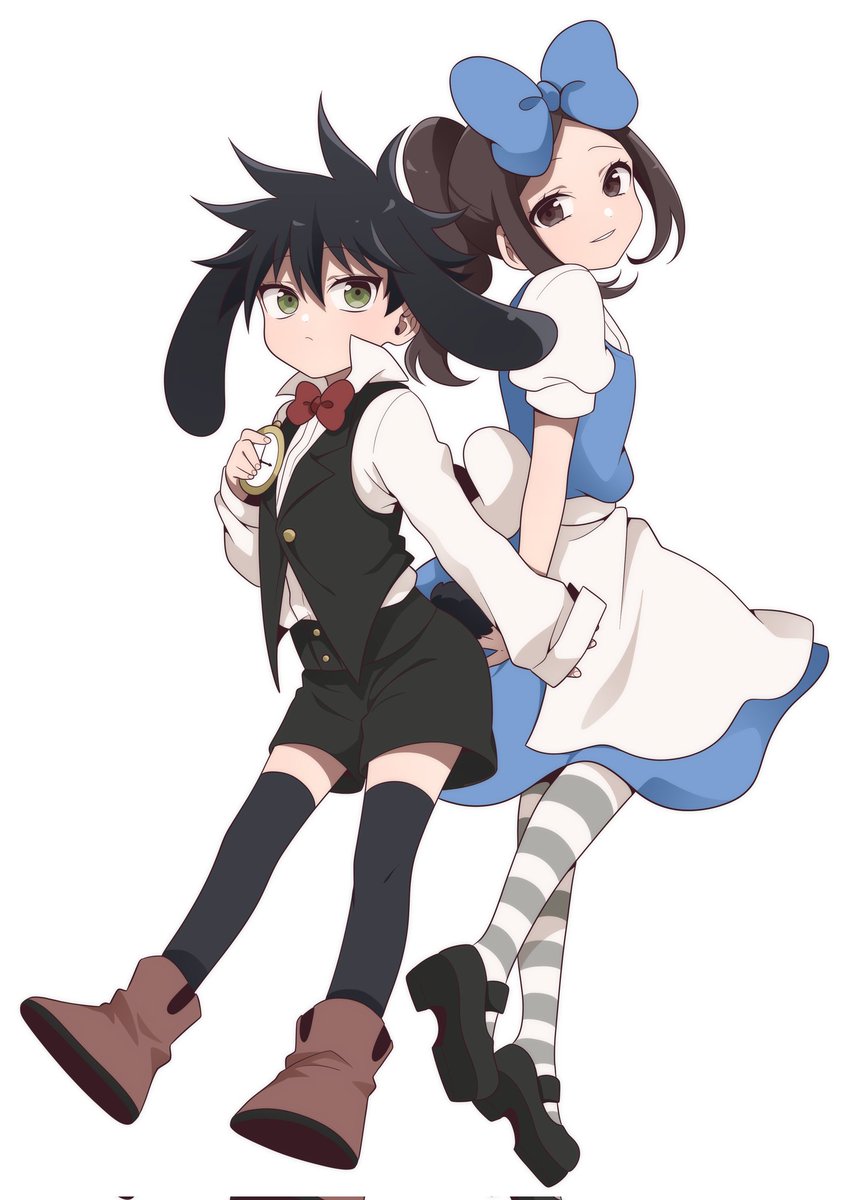 アリス ,時計ウサギ 「はろうぃんな伏黒姉弟🐰🕒🎀 」|山田すぅ🤍💜原稿中のイラスト