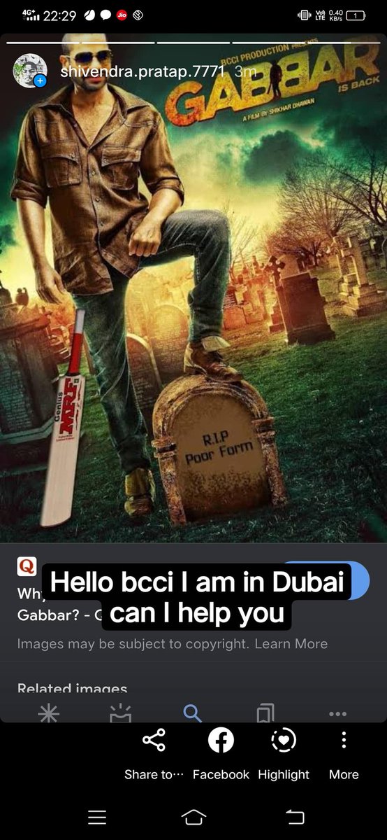 Shivend32029336's tweet photo. Hello bcci Gabbar is here https://t.co/X6XkMNf4nW