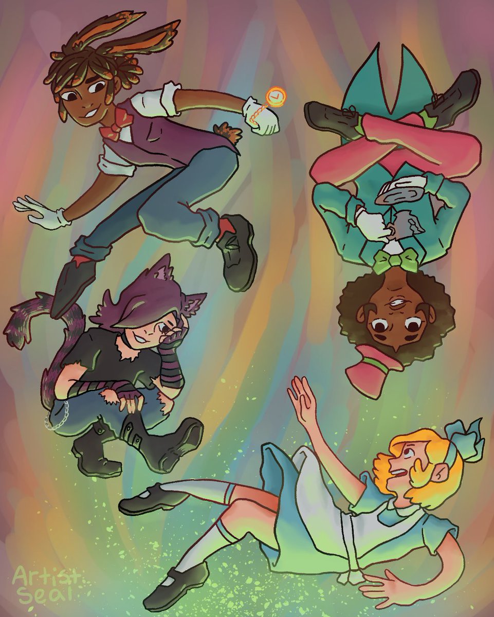 ArtistSeal's tweet photo. Made a Halloween special for my comic and I am honestly really proud of it.

#Halloween #halloween2021 #LGBTQ #illustration #AliceInWonderland https://t.co/saehpIm4ow
