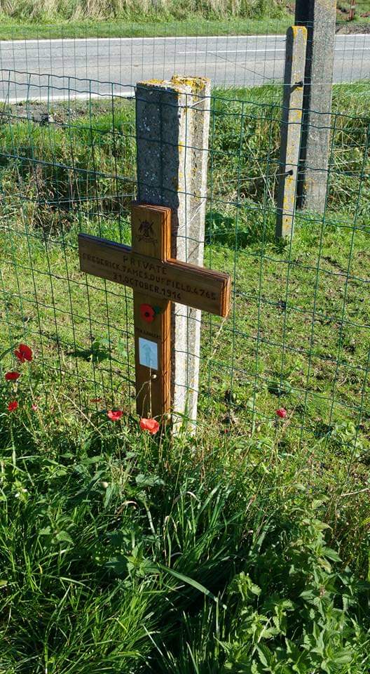 BBTLLP's tweet photo. Today we remember Private Frederick Duffield of the  #9thLancers #BEF Killed in action 107 years ago today as the Germans took #Messines in late 1914. This memorial was put up by the #Belgium family that owns the land he fell on for the Duffield family. #ATourToRemember #WW1 https://t.co/SfSAY4xWKL