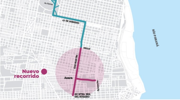 De esta manera, el circuito se amplió por Avenida San Martín hasta Avenida del Rosario y por calle Azara al parque Héroes de Malvinas.