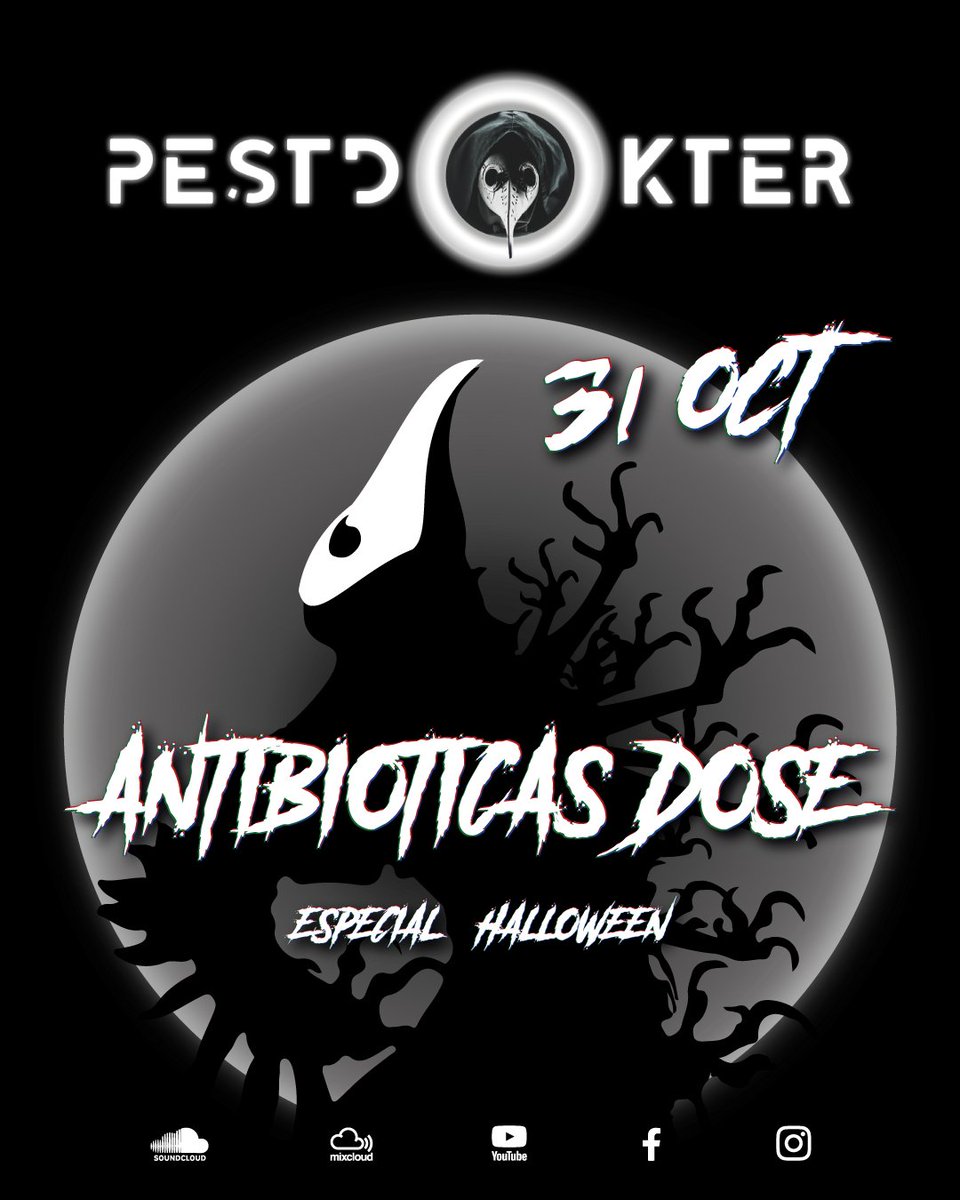 pestdokter's tweet photo. Tened cuidado!! La peste sale a pasear por Halloween ☠️🎃 

Antibioticast Dose vuelve para celebrar el día de los difuntos. Espero que paséis un terrorífico día.

https://t.co/YAnpREE3ab

 #hardtechno #Industrialtechno #Plaguedoctor https://t.co/oFboWAs0Te
