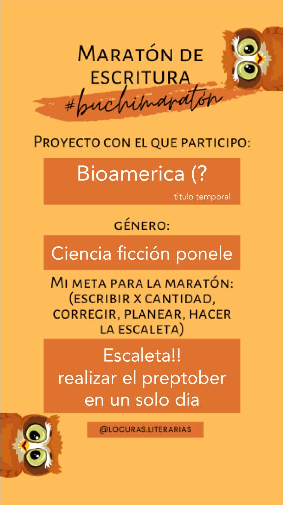 MattSLevy's tweet photo. Participando en el #buchimaraton de escritura!!!
@LocurasLiter1 !!
#buchi #escribir #maraton https://t.co/CtSRMow4Gj