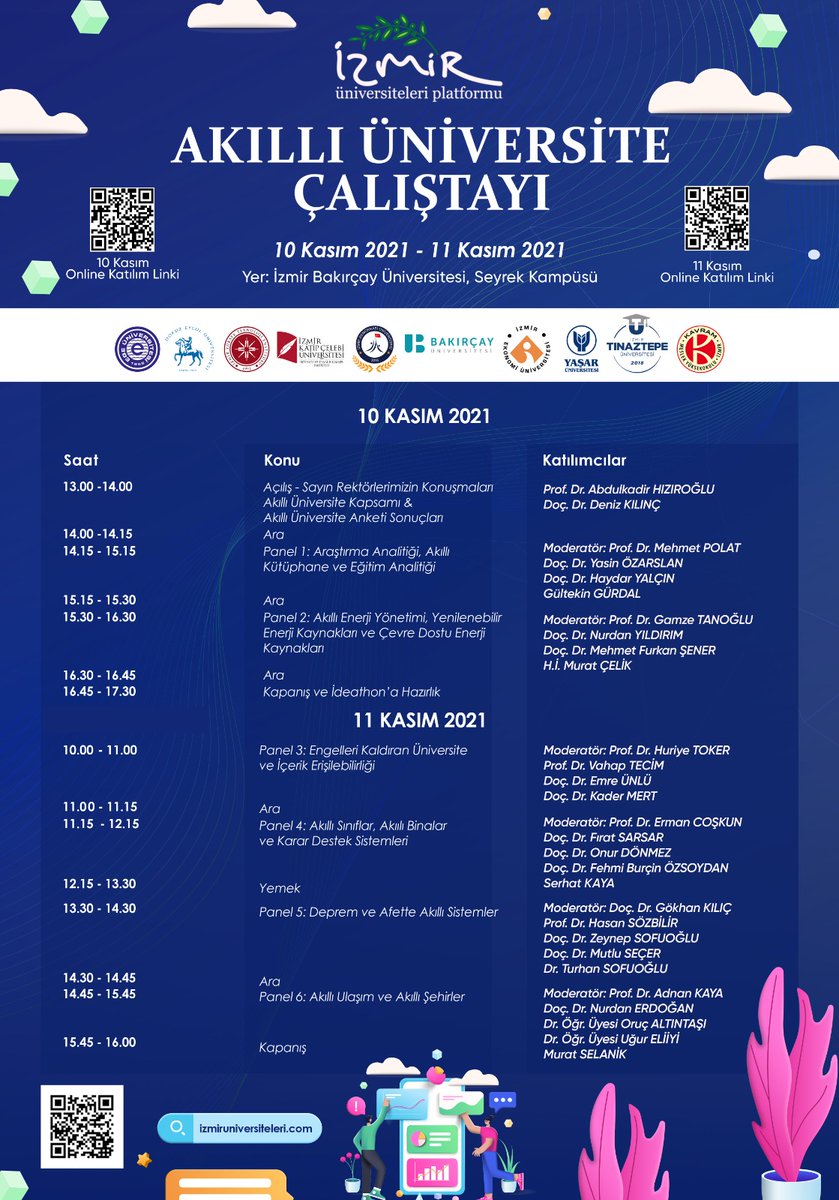 iup_izmir's tweet photo. 10-11 Kasım'da düzenleyeceğimiz birbirinden değerli katılımcının yer alacağı Akıllı Üniversite Çalıştay'ına Zoom üzerinden katılabilecek ve Youtube canlı yayınını izleyebileceksiniz. https://t.co/aKDNUABTZK