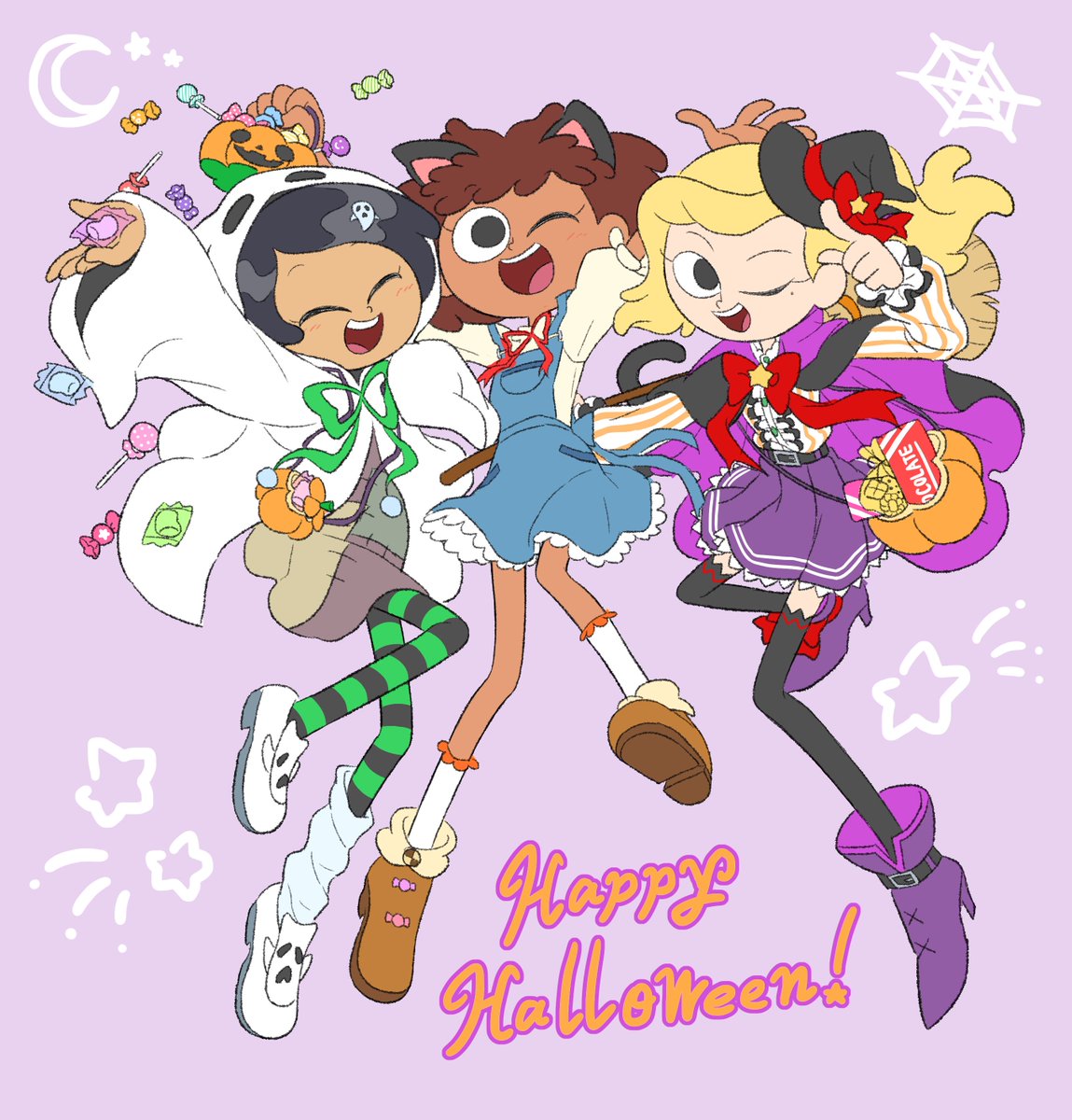 「🎃🍬🌟Happy Halloween!💜💟💚 」|みわ子のイラスト