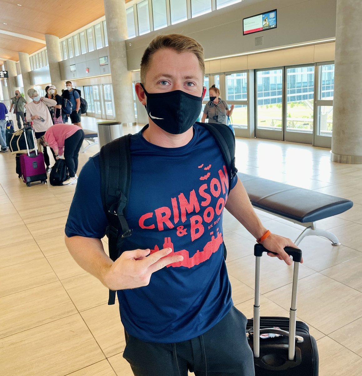 dillondavis3's tweet photo. Travelling on #Halloween, so you know I had to rock the Crimson &amp; Boo. 

Rock Chalk! https://t.co/EYpzeHno8s