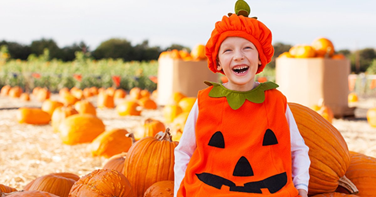 Is there anything cuter than a kid in a pumpkin costume? Happy Halloween from our farm families to yours! #HappyHalloween #IllinoisFarmers #FarmersOfIllinois #Pumpkins #PumpkinCostume