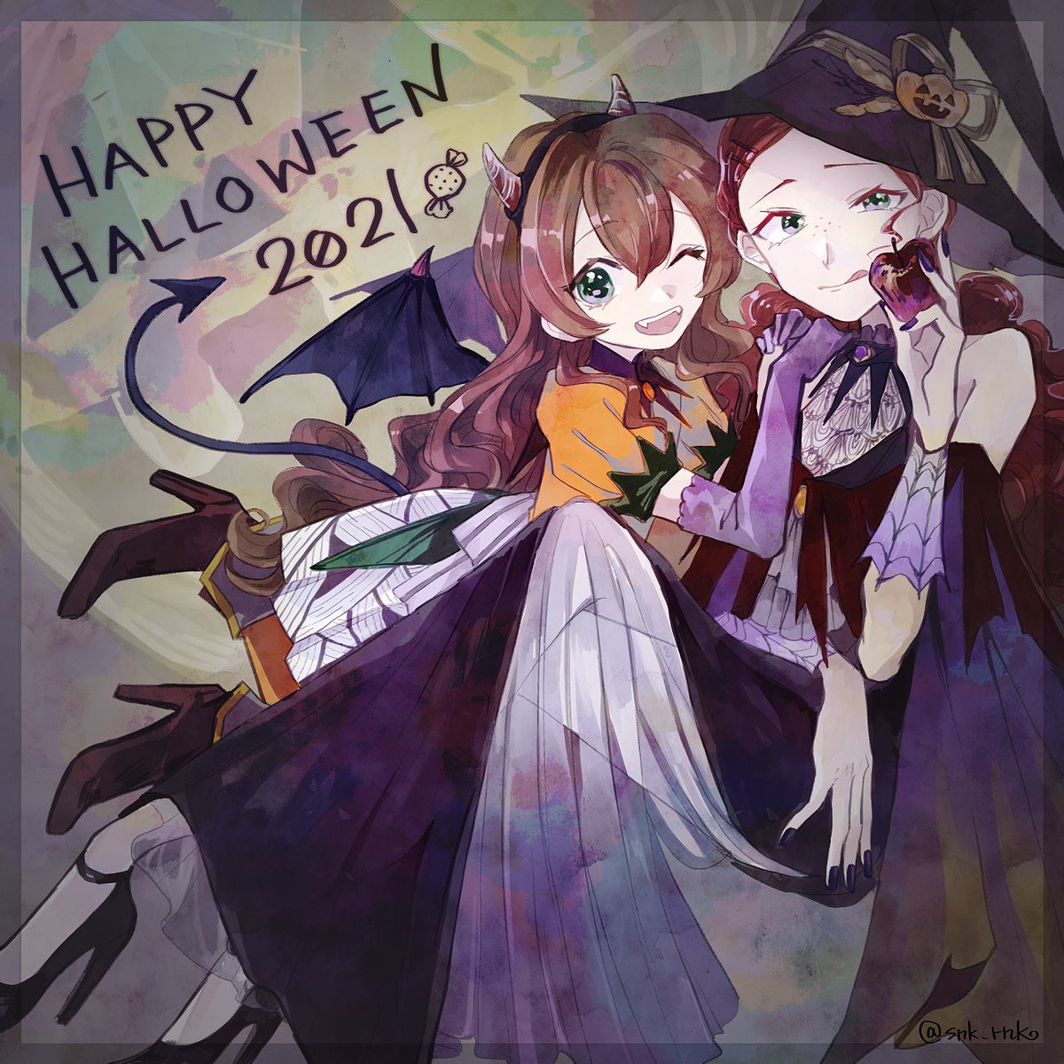 #今月描いた絵を晒そう
10月バージョン🎃🦇🕸
今月はワンドロより時間かけるタイプの絵が多かったかな……(とくに4枚目) 