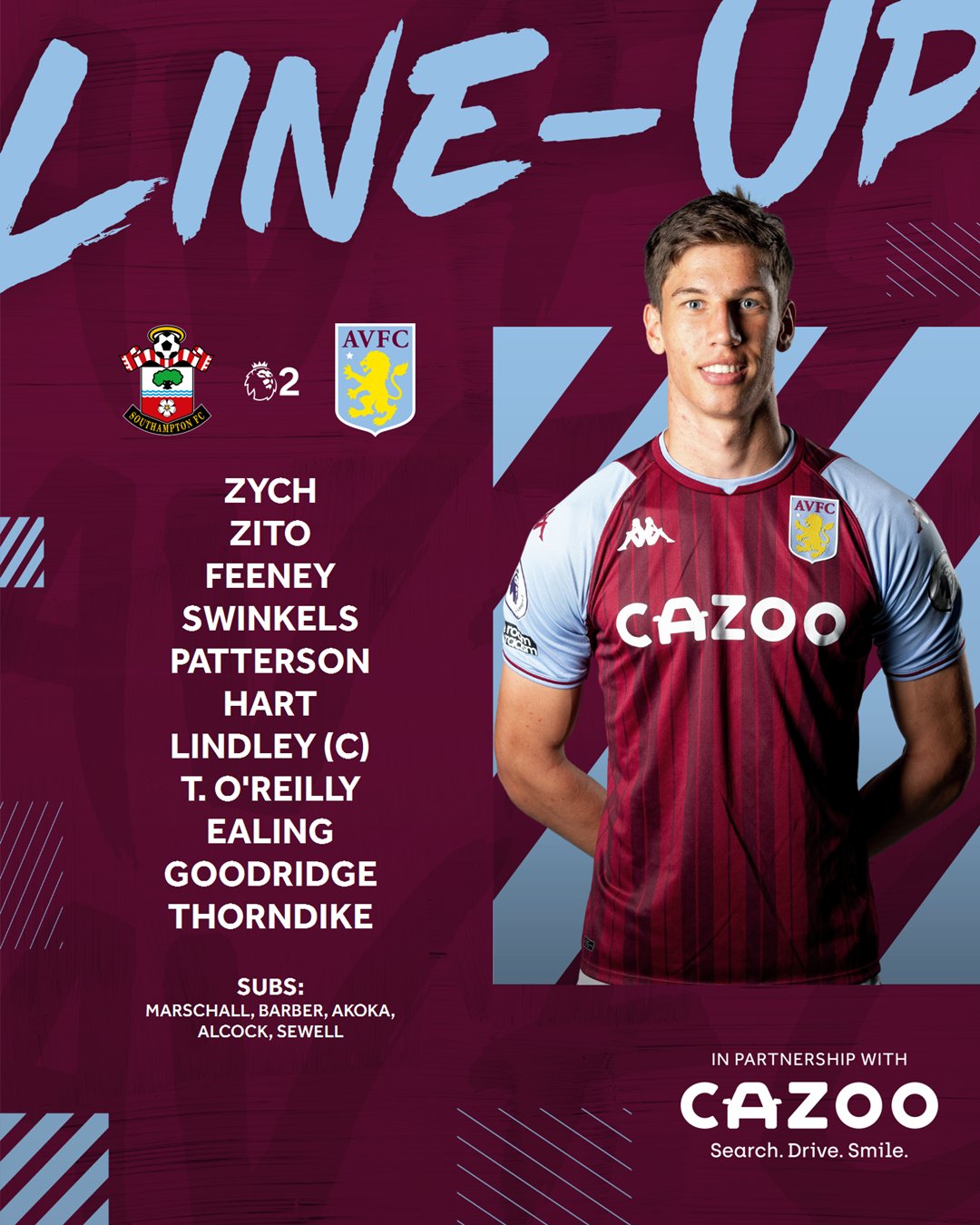 Aston Villa on X: This is how #AVFCU23s line up to face Southampton in #PL2 this afternoon. 🟣 https://t.co/nvQZOEw3UG / X