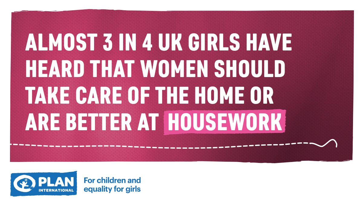 PlanUK's tweet photo. Hands up if you've ever been told that women should be taking care of housework? 🙄 🙋 

Girls are growing up being told that they are the ones who should be cleaning the house, not men.

Stereotypes like these hold girls back from reaching their full potential. #PullTheThread https://t.co/YgtlEItT7k