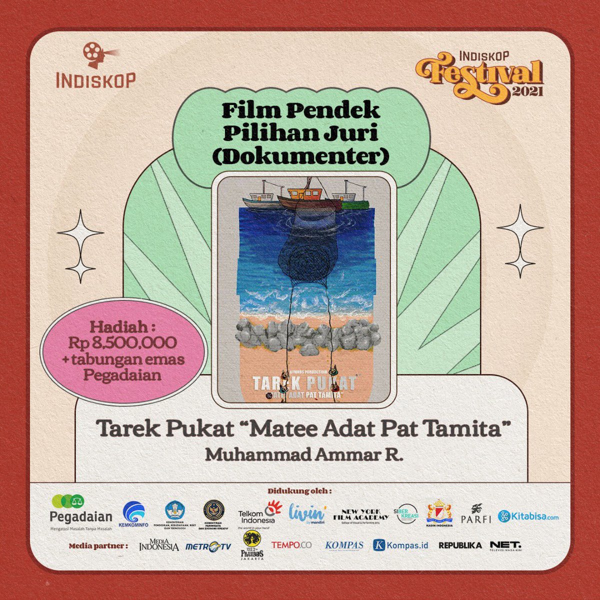 Indiskop_'s tweet photo. Selamat kepada seluruh pemenang Indiskop Festival 2021! Terima kasih sudah berkontribusi dan memberikan karya-karya yang luar biasa. Terus berkarya dan majukan perfilman Indonesia. https://t.co/zO6095642C