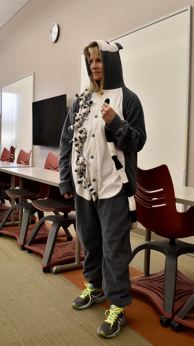 VASciOlympiad's tweet photo. Happy Halloween 🎃👻 VASO Board Member and chemistry teacher Leah Puhlick is dressed as a poly-lemur (Get it? 😉) Be sure to share your favorite nerdy costumes with us! https://t.co/HefsmO9arq